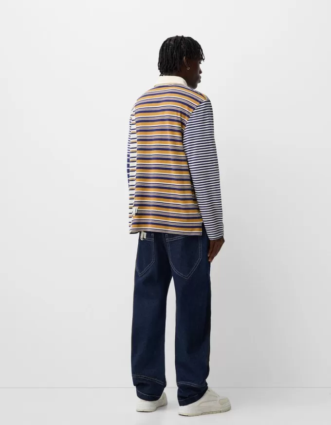 Tricou polo cu mânecă lungă în dungi