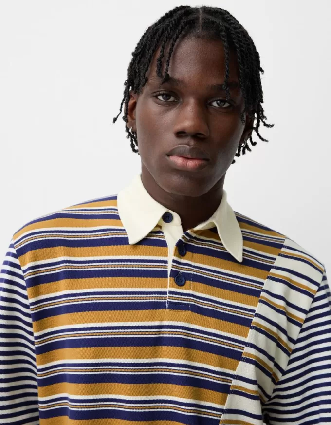 Tricou polo cu mânecă lungă în dungi