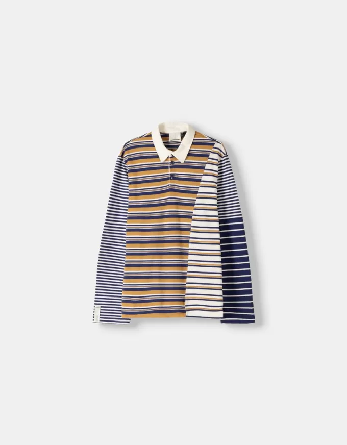 Tricou polo cu mânecă lungă în dungi