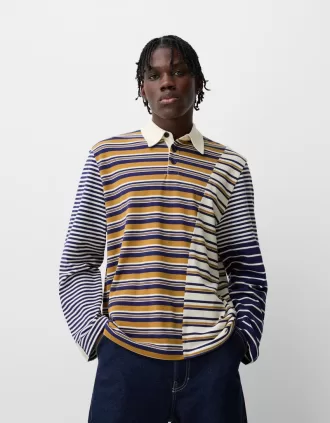 Tricou polo cu mânecă lungă în dungi