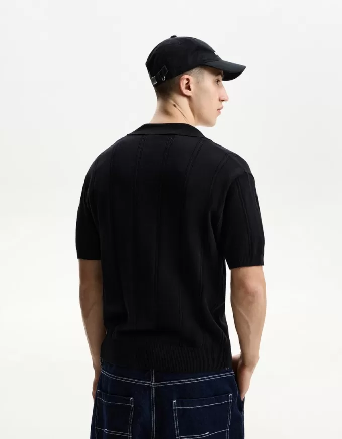 Tricou polo cu mânecă scurtă texturată