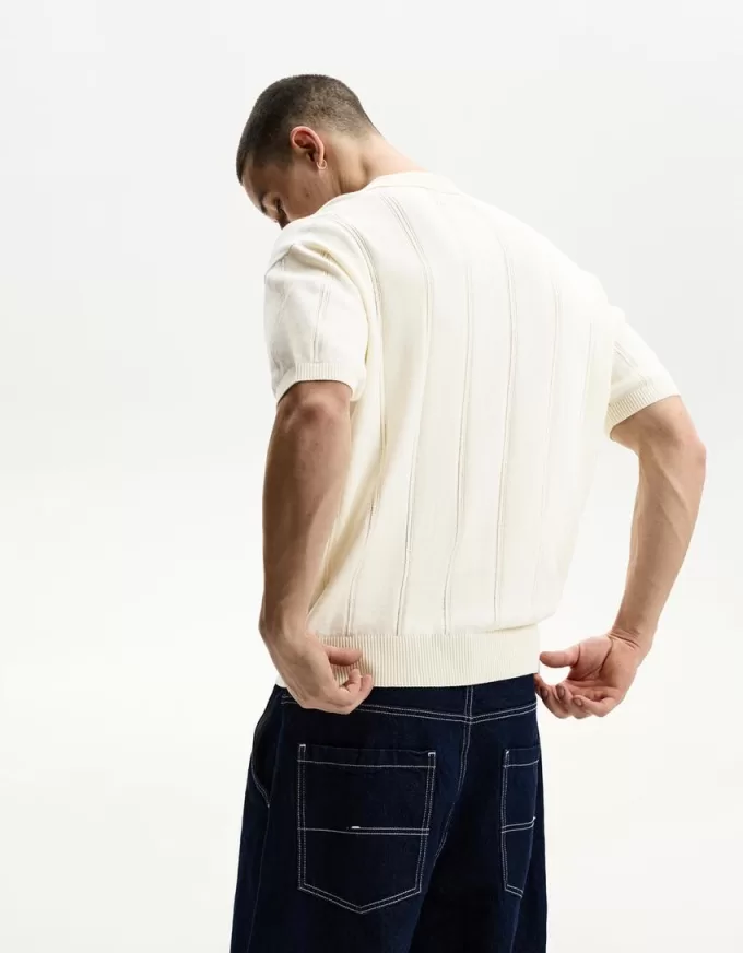 Tricou polo cu mânecă scurtă texturată