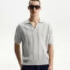 Tricou polo cu mânecă scurtă texturată Tricou polo cu mânecă scurtă texturată