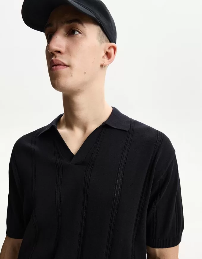 Tricou polo cu mânecă scurtă texturată