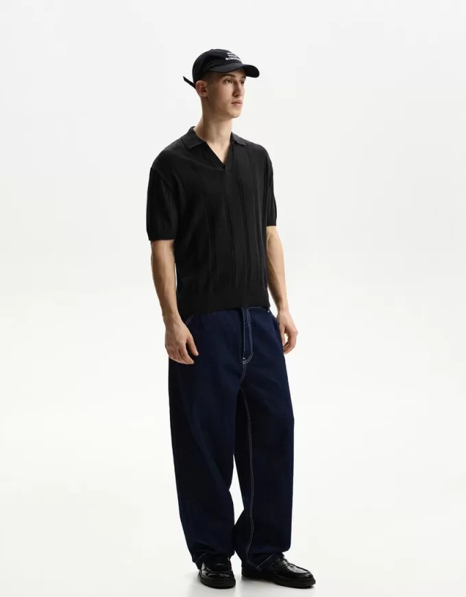 Tricou polo cu mânecă scurtă texturată
