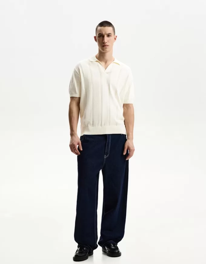 Tricou polo cu mânecă scurtă texturată