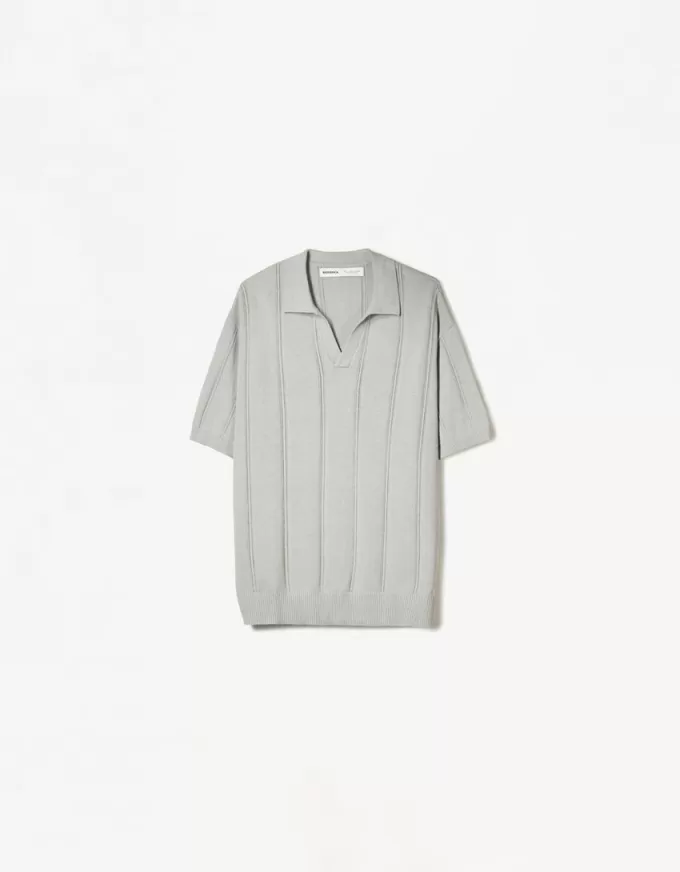 Tricou polo cu mânecă scurtă texturată Tricou polo cu mânecă scurtă texturată