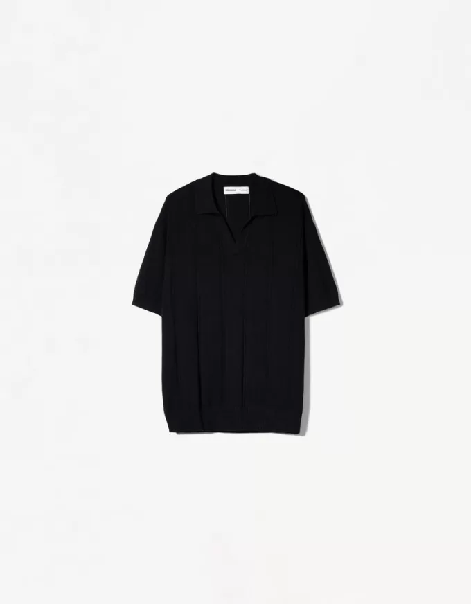 Tricou polo cu mânecă scurtă texturată