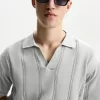 Tricou polo cu mânecă scurtă texturată Tricou polo cu mânecă scurtă texturată