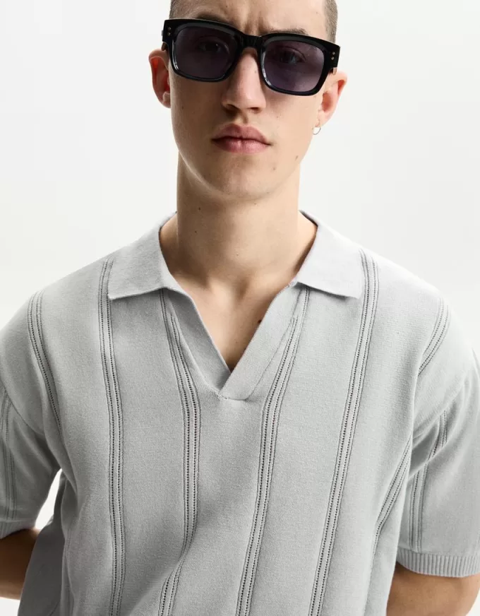 Tricou polo cu mânecă scurtă texturată