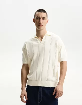 Tricou polo cu mânecă scurtă texturată
