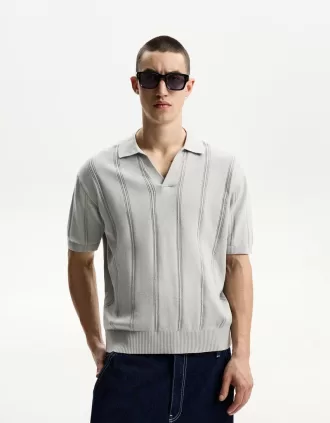 Tricou polo cu mânecă scurtă texturată