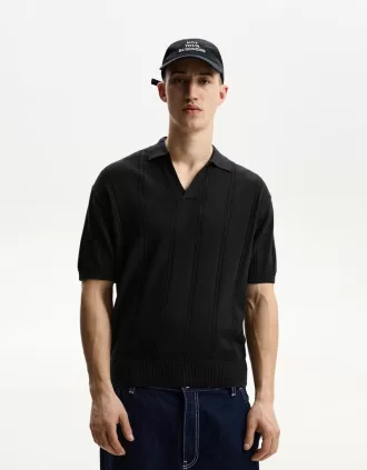 Tricou polo cu mânecă scurtă texturată
