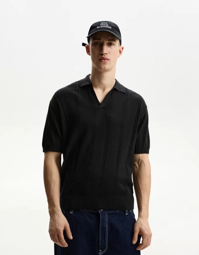 Tricou polo cu mânecă scurtă texturată
