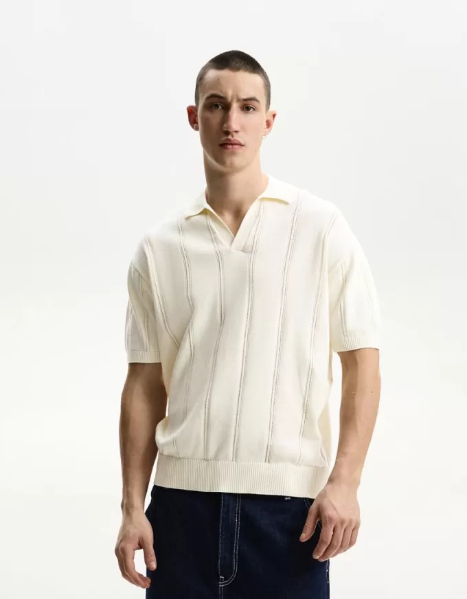 Tricou polo cu mânecă scurtă texturată