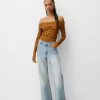 Tricou rustic decolteu Bardot cu maneca lunga Tricou rustic decolteu Bardot cu maneca lunga