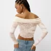Tricou rustic decolteu Bardot cu maneca lunga Tricou rustic decolteu Bardot cu maneca lunga