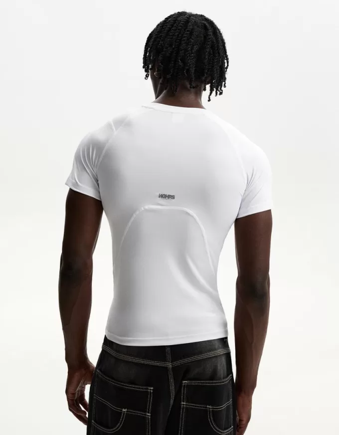 Tricou slim-fit cu maneca scurta, cu cusaturi