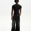 Tricou slim-fit cu maneca scurta, cu cusaturi