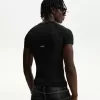 Tricou slim-fit cu maneca scurta, cu cusaturi