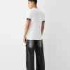 Tricou slim-fit cu maneca scurta, cu detaliu dungi
