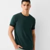 Tricou slim-fit cu maneca scurta, cu detaliu dungi