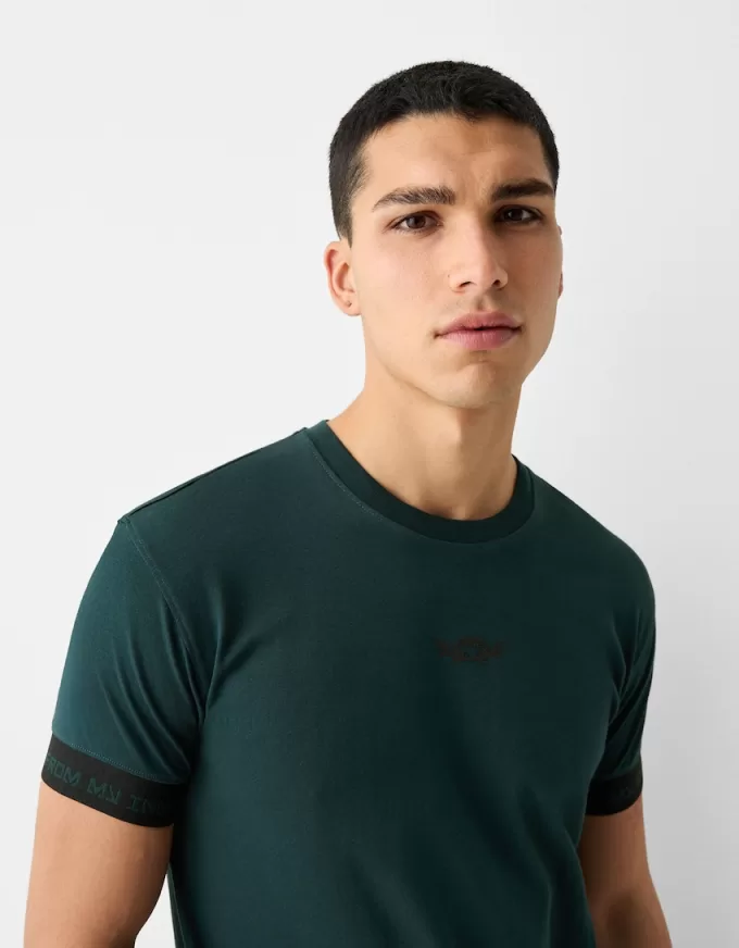 Tricou slim-fit cu maneca scurta, cu detaliu dungi