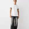 Tricou slim-fit cu maneca scurta, cu detaliu dungi
