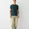 Tricou slim-fit cu maneca scurta, cu detaliu dungi