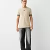 Tricou slim-fit cu maneca scurta, cu detaliu dungi