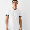 Tricou slim-fit cu maneca scurta, cu detaliu dungi