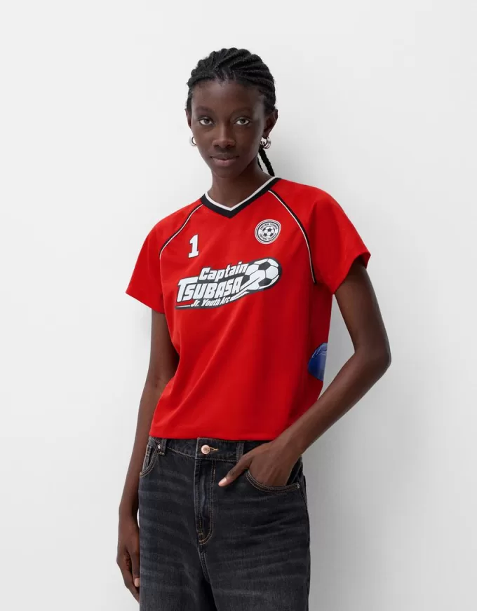 Tricou sportiv Captain Tsubasa cu maneca scurta
