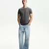 Tricou suflat cu mânecă scurtă brodat Tricou suflat cu mânecă scurtă brodat