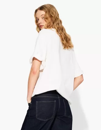 Tricou supradimensionat din bumbac cu mânecă scurtă