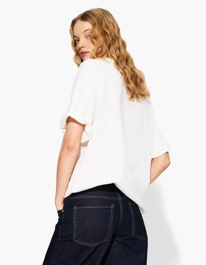 Tricou supradimensionat din bumbac cu mânecă scurtă