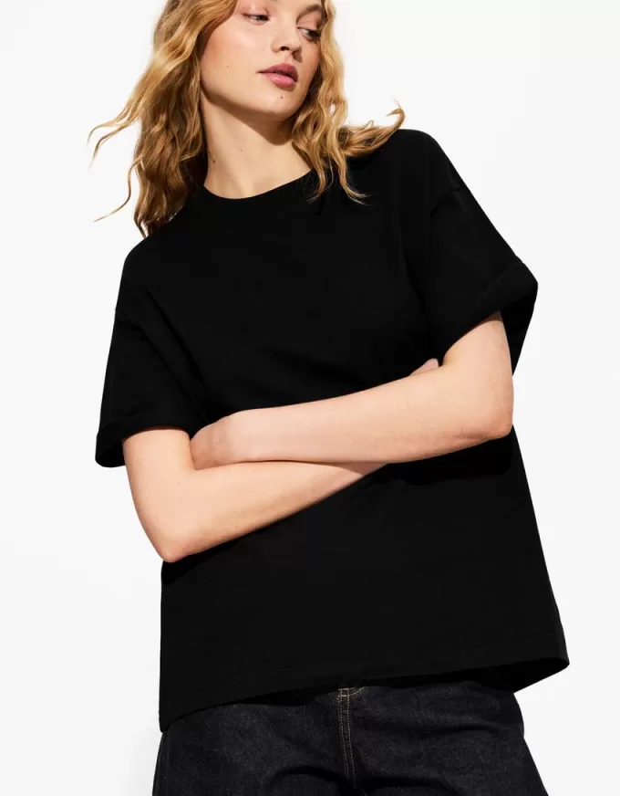 Tricou supradimensionat din bumbac cu mânecă scurtă
