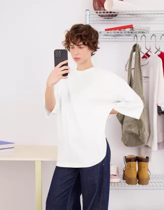 Tricou supradimensionat din bumbac cu mânecă scurtă