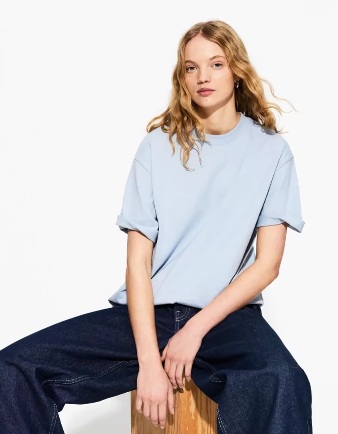 Tricou supradimensionat din bumbac cu mânecă scurtă Tricou supradimensionat din bumbac cu mânecă scurtă