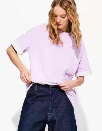 Tricou supradimensionat din bumbac cu mânecă scurtă