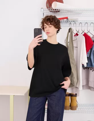 Tricou supradimensionat din bumbac cu mânecă scurtă