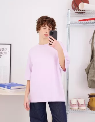 Tricou supradimensionat din bumbac cu mânecă scurtă