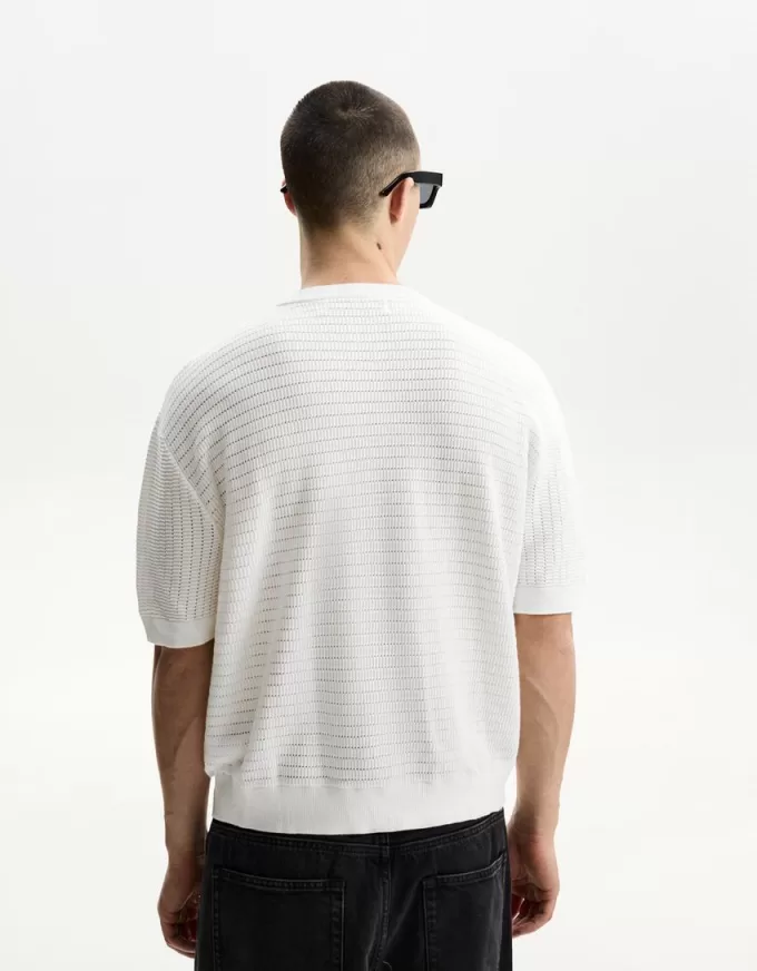 Tricou texturat cu maneca scurta