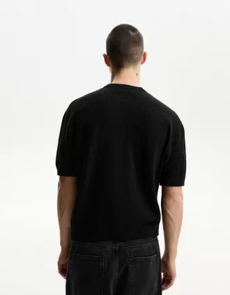 Tricou texturat cu maneca scurta