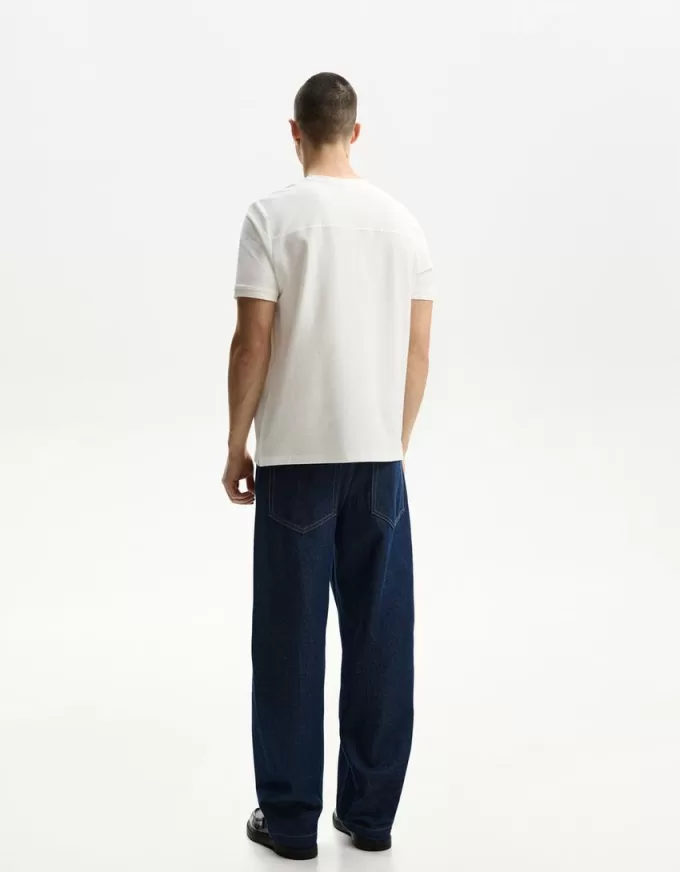 Tricou texturat cu maneca scurta