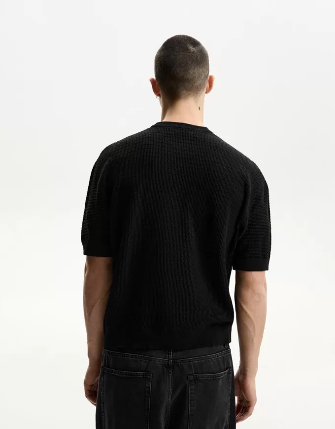 Tricou texturat cu maneca scurta
