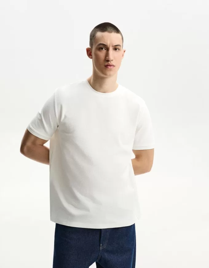 Tricou texturat cu maneca scurta