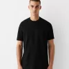 Tricou texturat cu maneca scurta