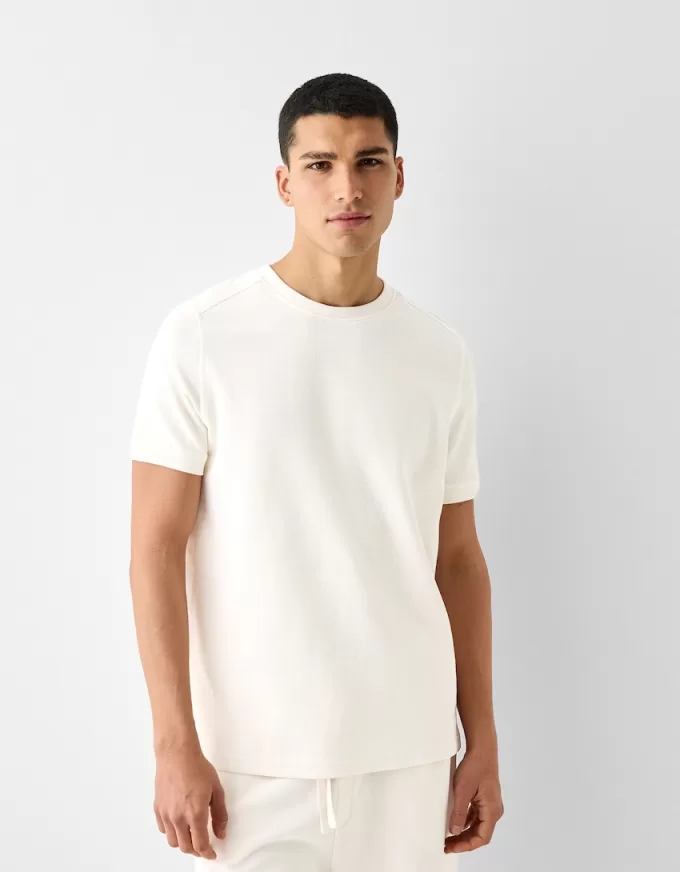 Tricou texturat cu maneca scurta