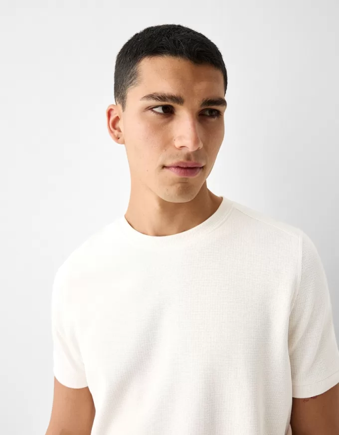 Tricou texturat cu maneca scurta
