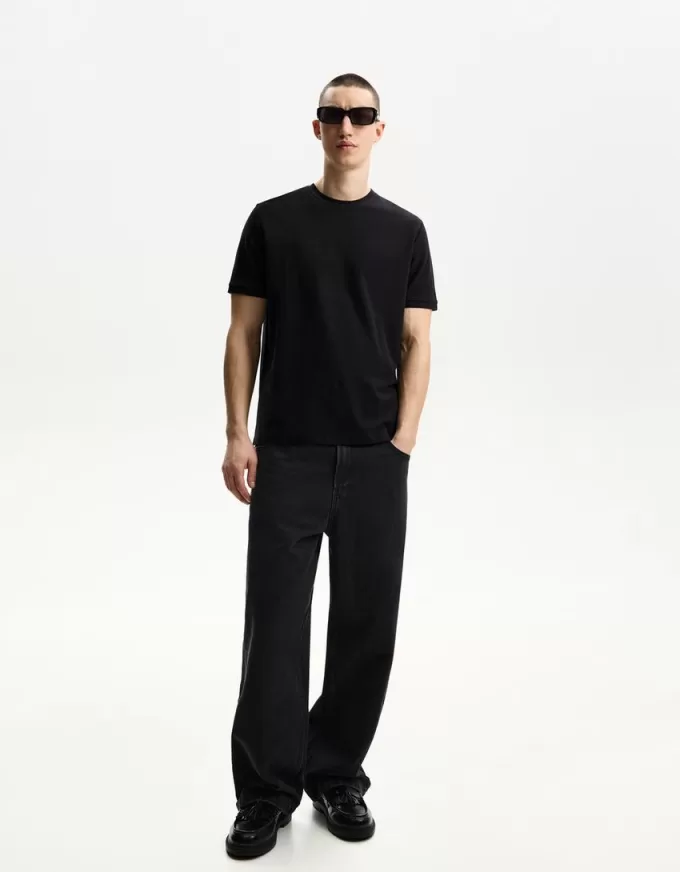 Tricou texturat cu maneca scurta